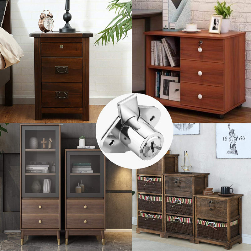 801 Office Furniture Desk Drawer Lock Cabinet Door Locker with 2 Keys 7/8 in. Outside Diameter (2 Packs, chome, keyed different2) 801 Keyed Different Chrome, 2PACK