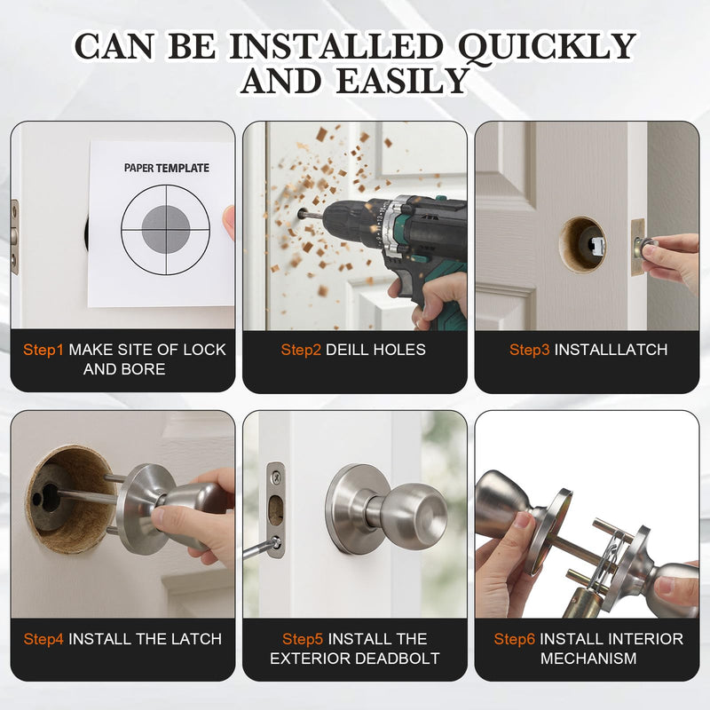 5 Set Mobile Home Door Knob Lock Set Mobile Interior Passage Door Knobs for Hall Closet Bed and Bath Handle Durable Metal Rust-Resistant & Easy to Install