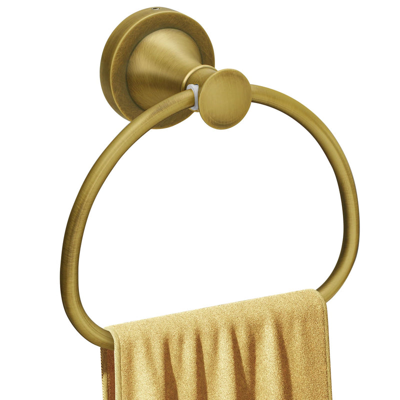 Brass Bathroom Hand Towel Holder, Antique Brass Towel Ring Holder, Wall Mounted Towel Rack Hanger Home Half Round Bathroom Hardware Accessory Modern