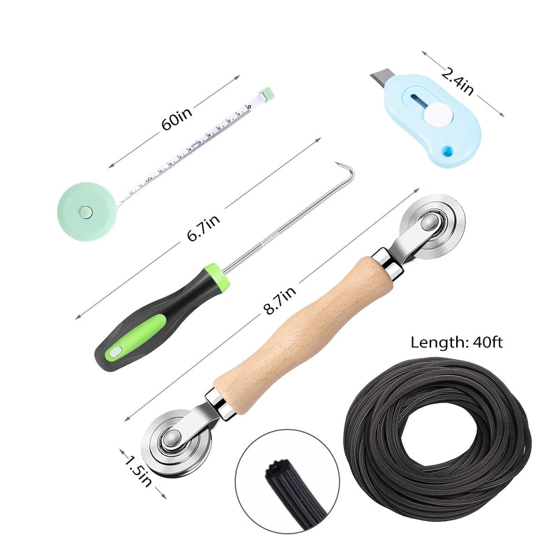 Windows Screen and Screen Door Repair Kit, 48"x118" Charcoal Fiberglass Mesh with Rolling Tool/Hook/Ruler/Cutter/Spline - Window Screen & Sliding Screen Door Replacement for Windows, TOOLTRIZ 48" x 118" Black