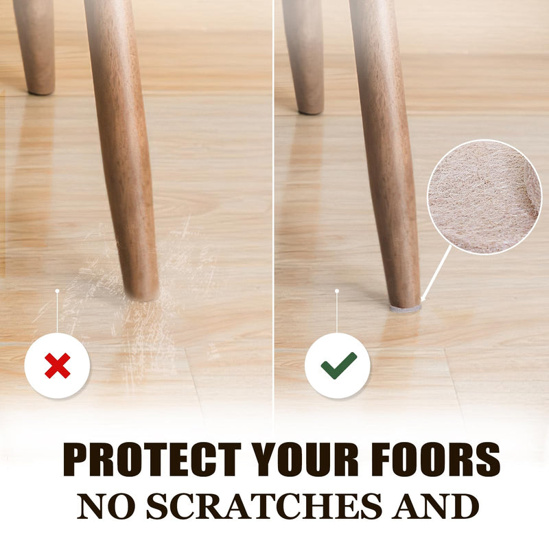 Yelanon Felt Furniture Pads for Hardwood Floors -216 Pcs Premium Felt Pads for Chair Legs, Floor Protectors for Furniture, Beige & Brown Brown&Beige