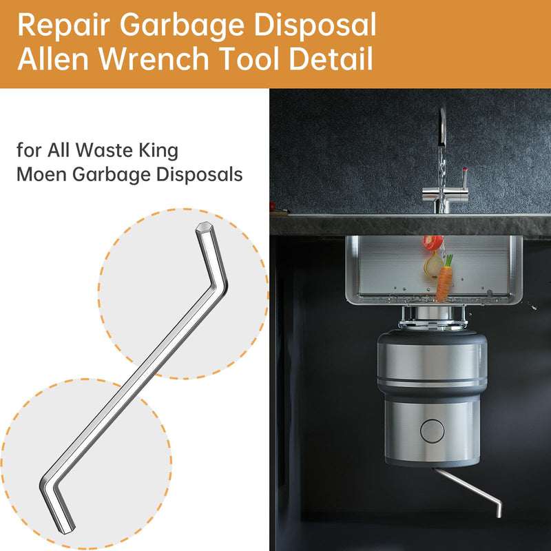 Garbage Disposal Wrench, Garbage Disposer Unjamming Wrench with 2 PCS Garbage Disposal Allen Wrench Tool, Designed to dislodge jams or clutter from above the sink -Black
