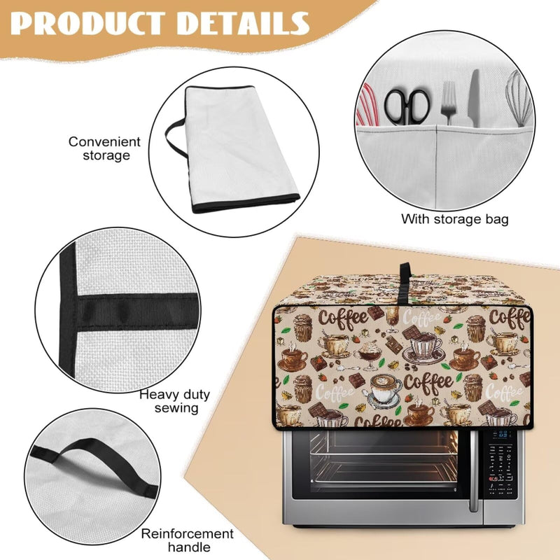 Coffee Chocolate Cake Print Toaster Oven Cover with Top Handle, Heavy Duty Dust-proof Microwave Oven Cover Compatible with Most Toasters Ovens (Medium-14.5 * 18.46 * 9 inches) M-16.1*19.71*10 inches Brown-Coffee Chocolate Cake Print