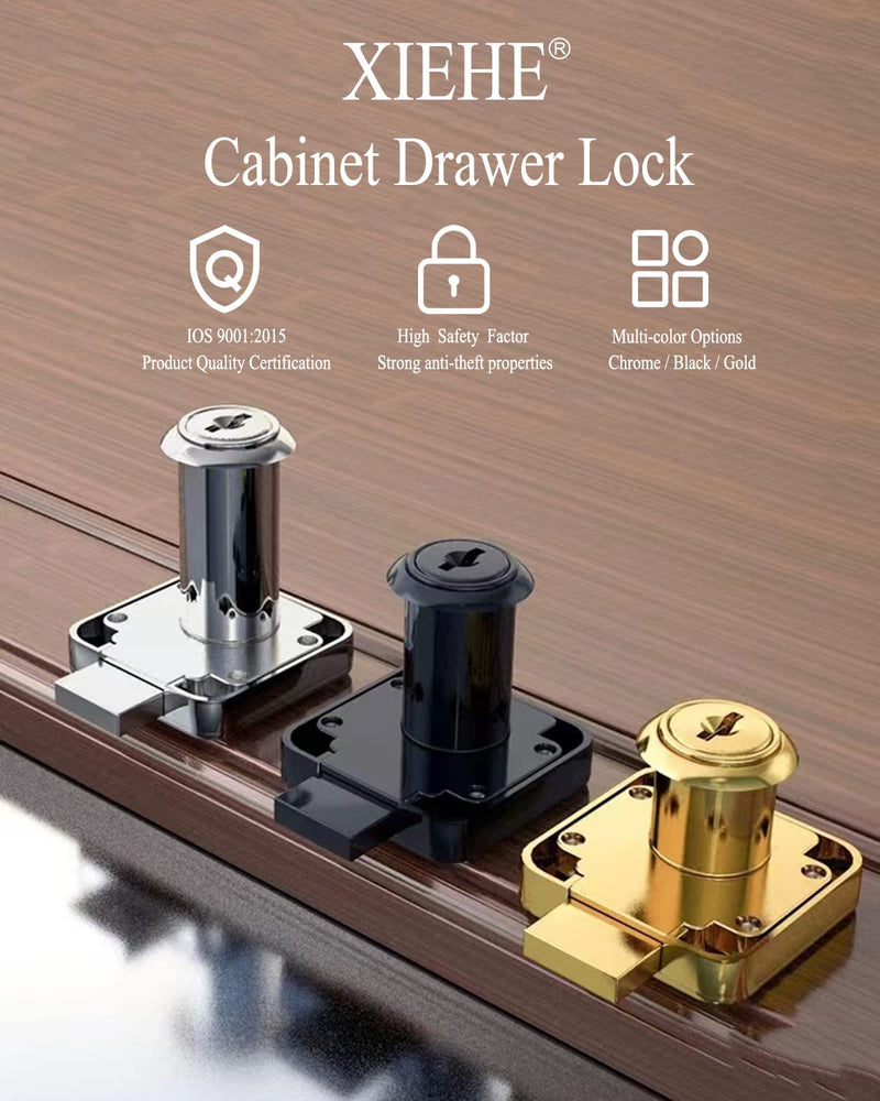 Zinc Alloy Office Desk Drawer Locks XIEHE 138 Furniture Wardrobe Cylinder Cam Wooden File Cabinet Keyed Alike Locker for Cabinet Door Cupboard Drawer Household Mailbox Letter Box Packs with Keys (4) Black2 4 Packs, 22mm
