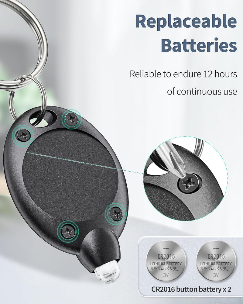 Uniclife 5 Pack LED Keychain Flashlight Mini LED Keychain Light 12 Lumen Portable Ultra Bright Battery Powered Key Ring Torch for Outdoor Camping Hiking and Emergency Lighting, Black Shell Black Shell, White Light 5 PCS