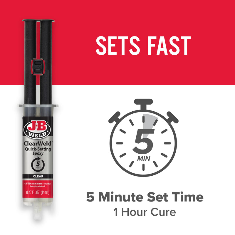 J-B Weld ClearWeld 5 Minute Epoxy, Clear, 14ml w/Static Mixer, (50114H)