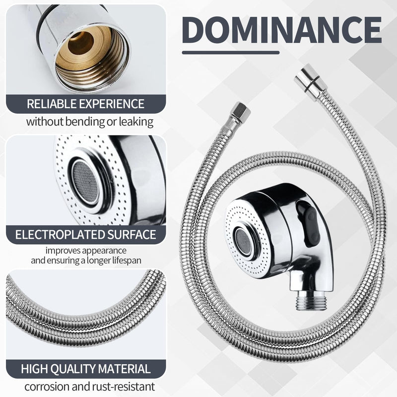2Pcs Shampoo Bowl Hose And Sprayer 1/4" Nut Shampoo Bowl Faucet,Professional Salon Sink Hose Shampoo Bowl Sprayer Stainless Steel Sink Hose Attachment For Faucet For Salon Sink,Salon Shampoo Bowl