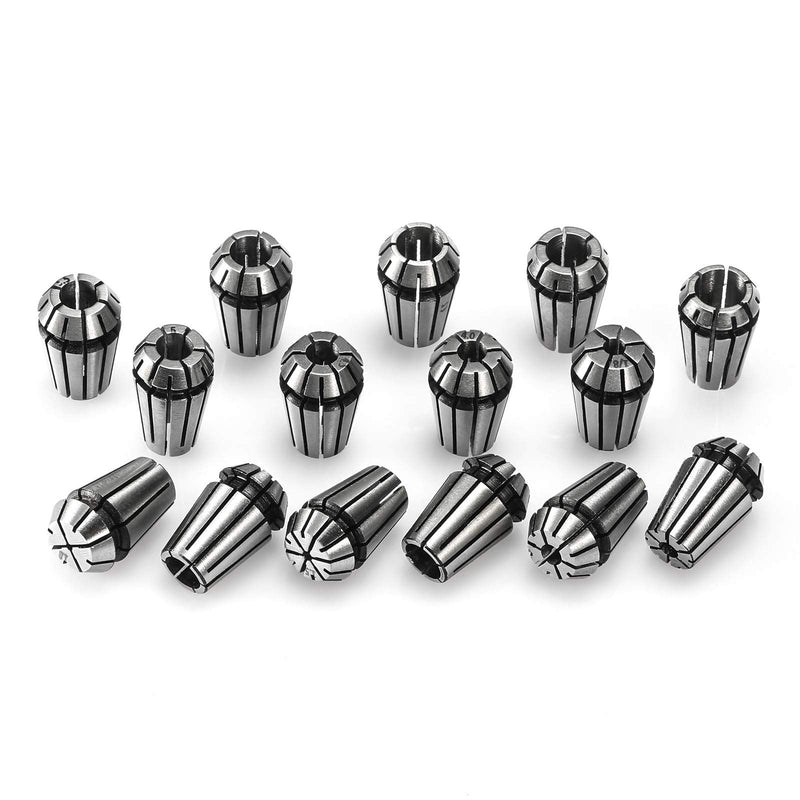ER11 Spring Collet Set 1-7 mm 1/8 Inch 1/4 Inch for CNC Clamping Device Engraving Machine Milling Lathe Tool Pack of 15 1/4" 15pcs