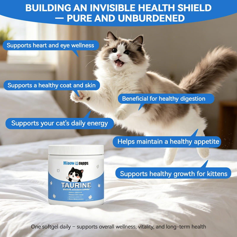 Taurine Powder for Cats, Boost Energy & Vitality, Improves Hair Health, Immune Support, with Dosing Spoon, Easy to Mix in Food, 200g