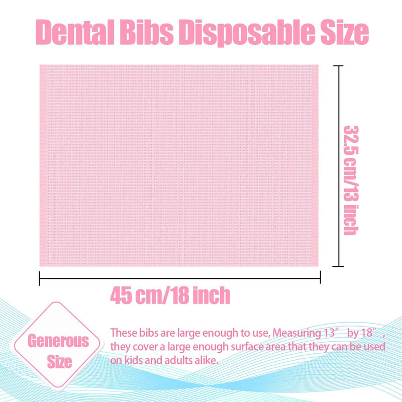 60 Pcs Dental Bibs Disposable for Patient, 13"x18", 3 Ply Waterproof Piercing Tattoo Paper Napkin Tissue Bib for Dental Clinic, Tattoo Station and Salon Pink