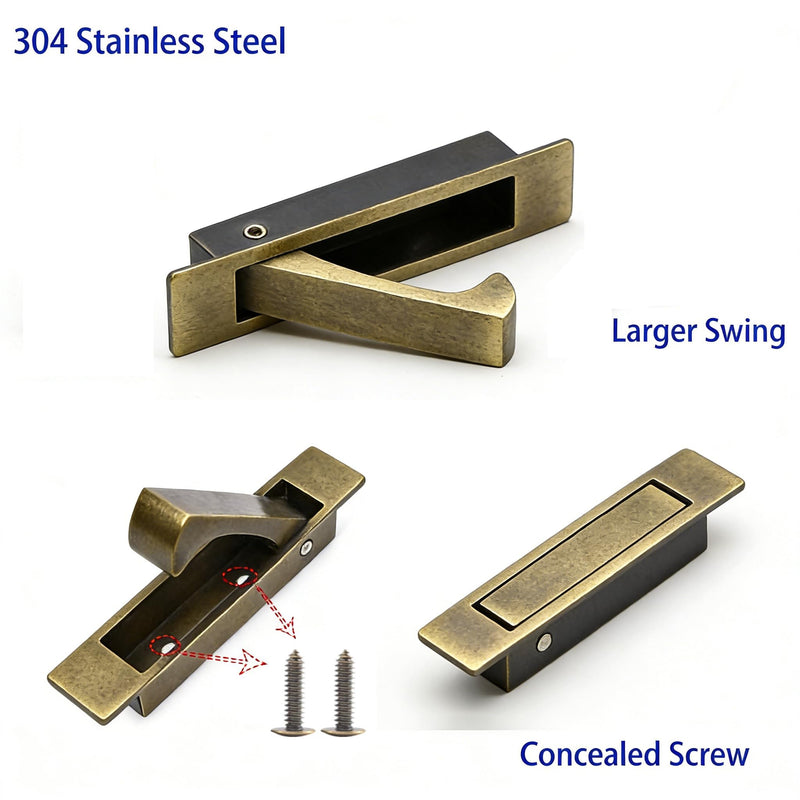 Dontay Pocket Door Handles,Recessed Pull,Non Lock Flush Hardware,Bronze,6''