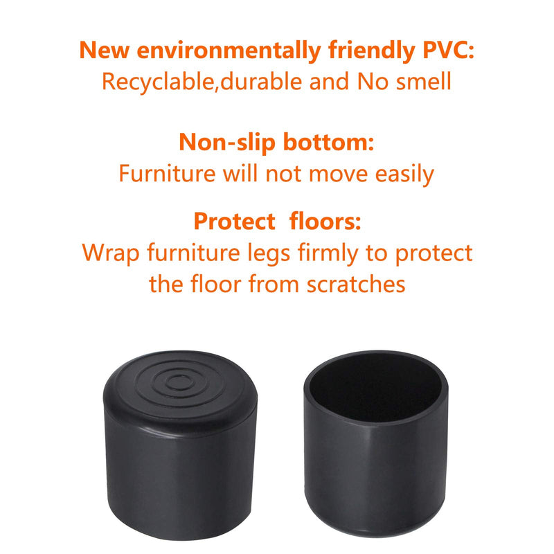 20Pcs Round Rubber Furniture Leg Caps 1"/25mm Vinyl Flexible Chair Leg Floor Protectors/Covers Plastic End Caps for Patio/Indoor Furniture Leg Caps Railing (Black) 1 Inch 20