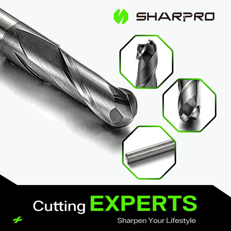 Carbide Ball Nose End Mills 2 Flute 3/16 Inch SHK. and Cutting Dia. 3D Carving, High-Speed and Deep Cutting, AlCrN Coated, Apply for Alloy Steel, Stainless Steel and Various Cast Iron. (3PCS) 3/16 in