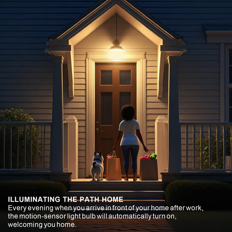 Motion Sensor Light Bulb, Indoor Motion Activation Detector Light Bulb, Dusk to Dawn Security Night Light A19 E26 13W Equivalent 100W 3000K Warm White, 5 Packs (A19PIRX301) A19PIRX301