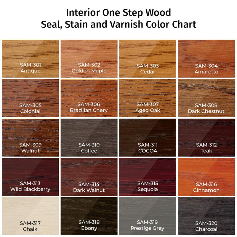 SamaN Interior One Step Wood Seal, Stain and Varnish –Oil Based Odorless Dye - Protection for Furniture and Fine Wood (Antique SAM-301, 32 oz) 1 Quart Antique
