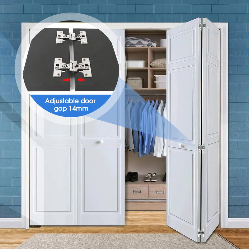 Pisman Bifold Cabinet Door Hinge,180 Degree Adjustable Bifold Door Hardware with Screws for Closet Doors, Furniture, and Bi-Fold Doors (2PCS) 2