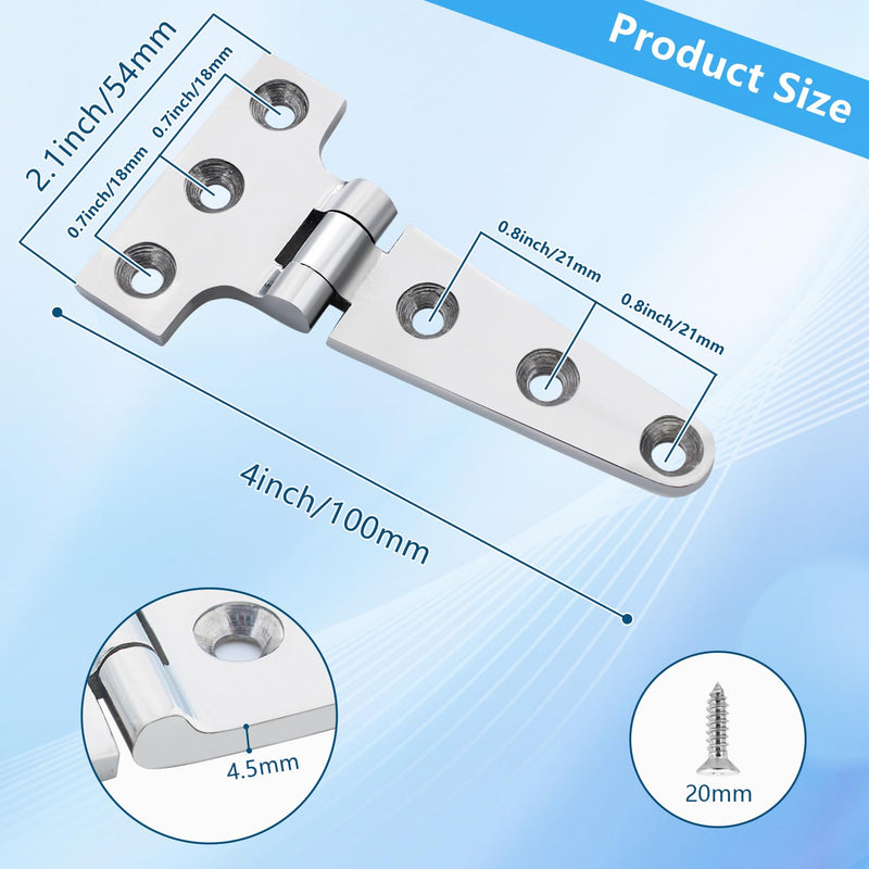 ORLANG 316 Stainless Steel Boat Hatch Hinges, Polished Marine Hinge,Marine Boat Hatch Heavy Duty Hinges with Screws for Boats, Yachts, Doors, Deck,Windows, Cabinets(2/4/8 Pack) 4 x 2 Inch-4Pack