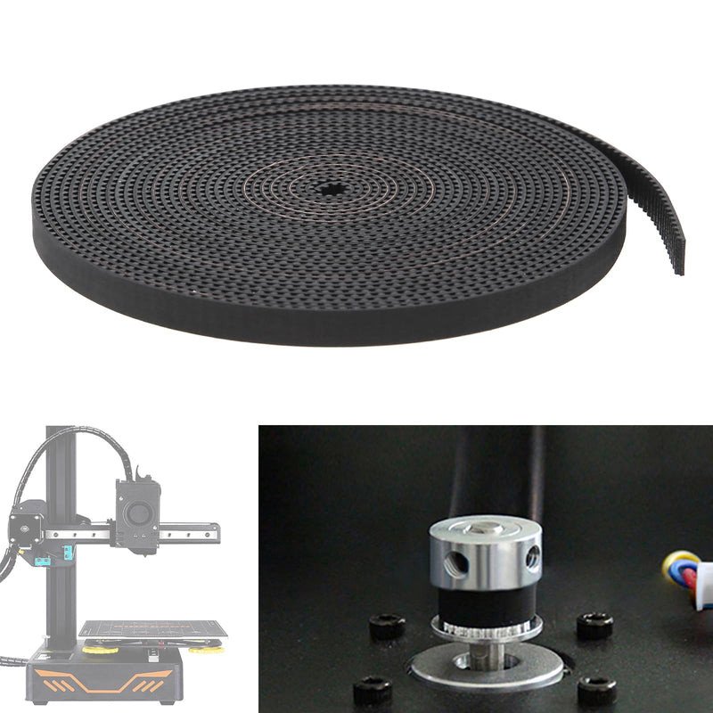 GT2 Timing Belt 5M (16.4ft) Length Open Belt 2mm Pitch 6mm Width Rubber Fiberglass