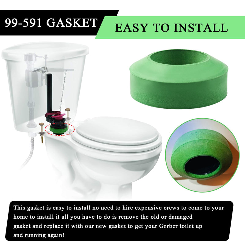 2 Pack 99-591 Toilet Tank to Bowl Gasket for Gerber toilet 28-299/380 | for Gerber 384/385/790 Tank,and 21-752 ,21-372 Bowls and for Other Gerber toilets,Replace 99-582/99-537