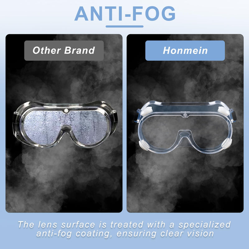 2-Pack Safety Goggles, Anti-Fog Lab Goggles, Over Glasses Safety Glasses for Chemistry Lab, Mowing, Woodworking, Painting, Construction, Industrial Use Black