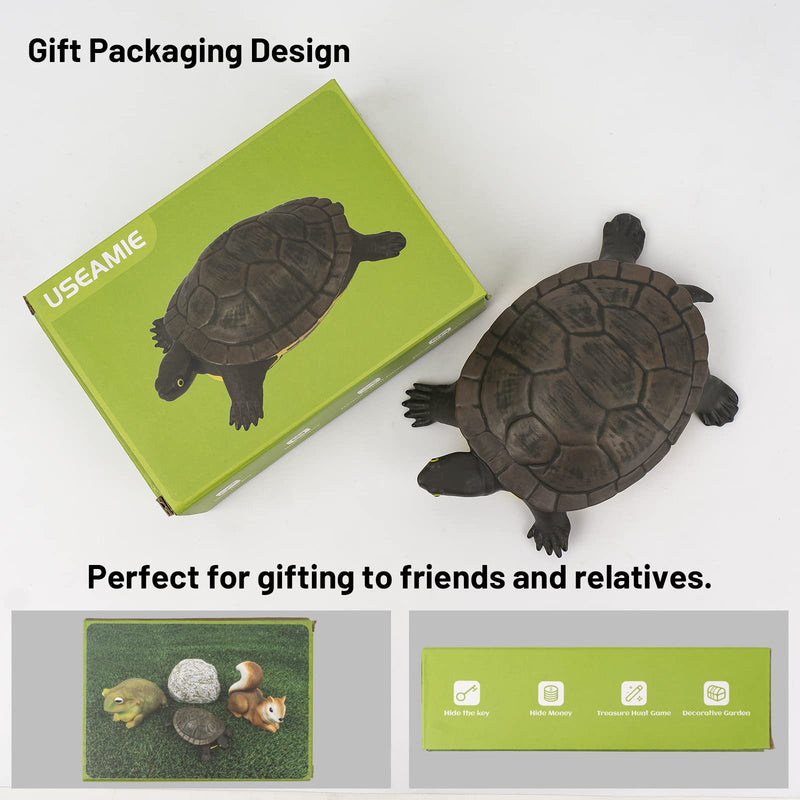 Spare Key Hider Turtle Shape Garden Decoration Safe Holder for Outdoor Yard Large Size Design (3.8×5.7×1.6 inchs)