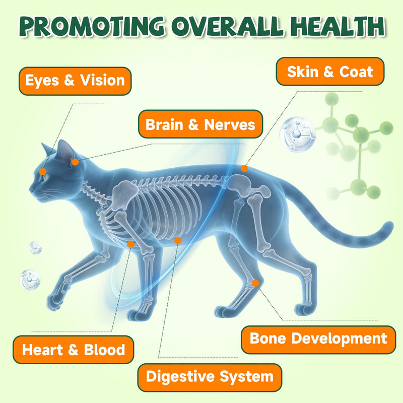 Taurine for Cat Vitamins Treat - 70 Days Supply Cat Multivitamin for Cats, Supports Feline Heart & Vision, Skin Coat, Joint, Immune, Digestion, 19 in 1 Taurine Supplement for Cats Taurine, Mineral
