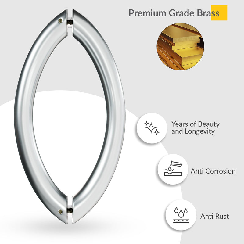 BRIXWELL HR-8BTB-SC 8 Inches Center to Center Arch Style Back to Back Shower Door Handle Satin-Chrome 8" Center To Center
