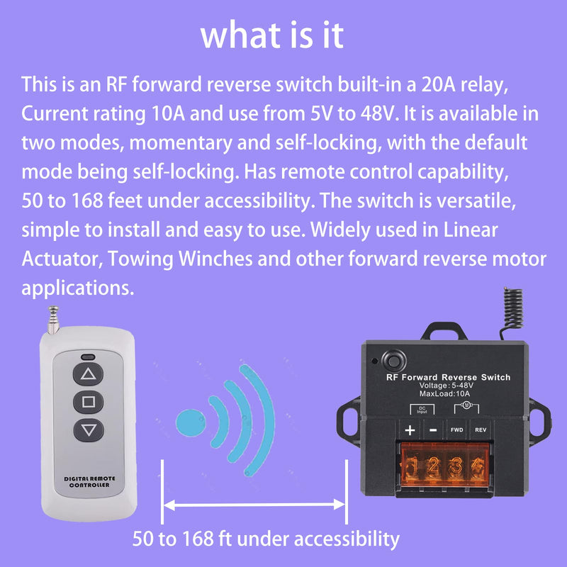 Linear Actuator Controller with Remote Control, Wireless Winch Remote,12v Linear Actuator Switch of 10A/DC5V to 48V, Remote Control Distance 328 ft,for Linear Motion actuators,Winch.
