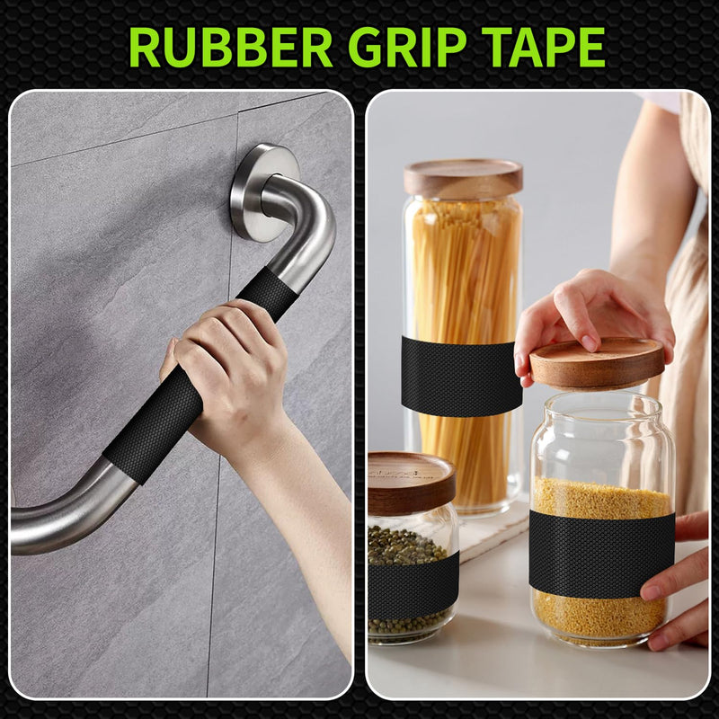 Aobrill Rubber Grip Tape, Non Slip Tape, Enhanced Textured Super Strong Adhesive for Secure Hold & Friction-Ideal for Tools, Gadgets, DIY & More(Black, 1In x 10Ft) Black