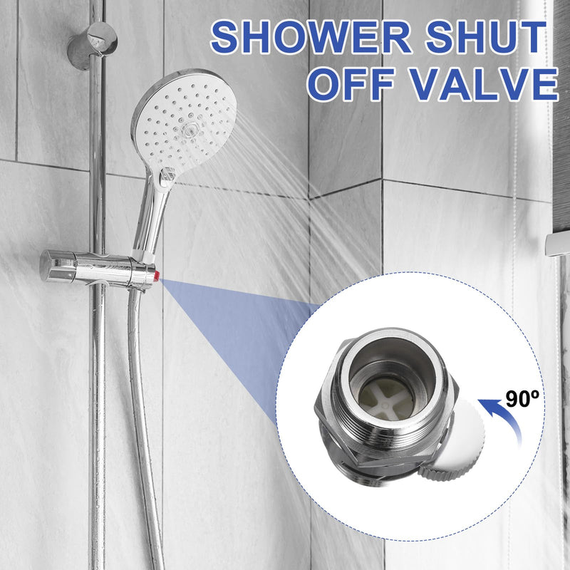uxcell G1/2" Male x Male Shower Shut Off Valve, Brass Water Flow Control Valve for Shower Head with Hose Flow Restrictor, Silver 1