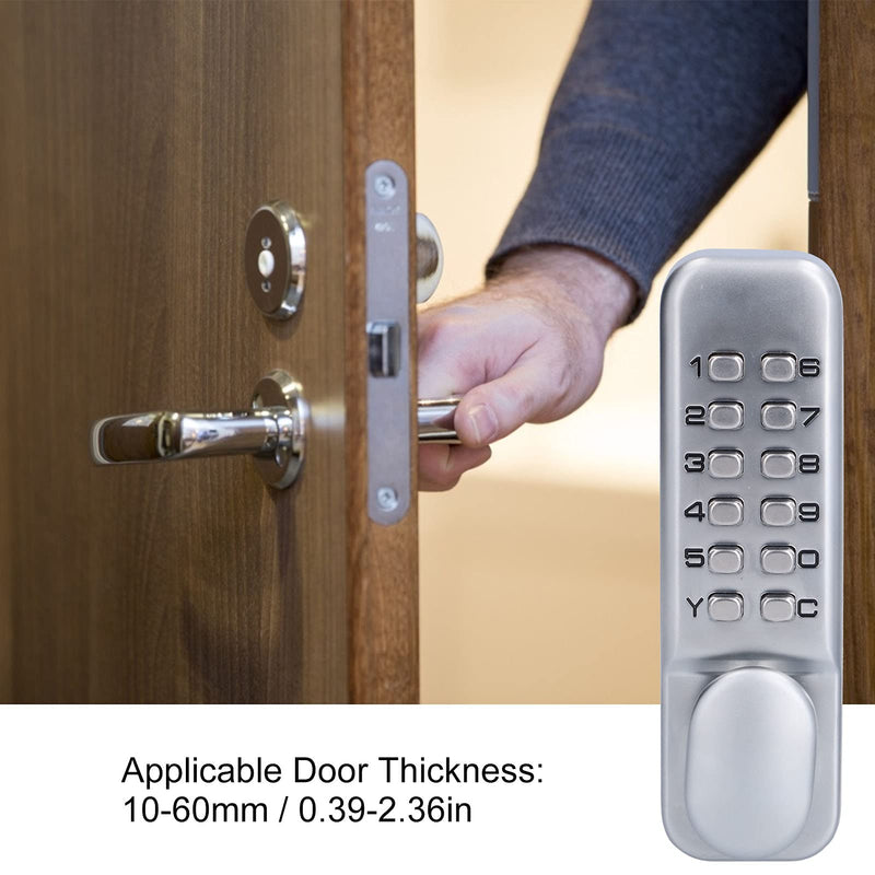 Keyless Gate Locks for Outdoor Fence, Mechanical Keypad Lock, Smart Lock for Outdoor Gate, Patio, Garage, Backyard, Bidirectional Install, Weatherproof Zinc Alloy (Silver) Silver