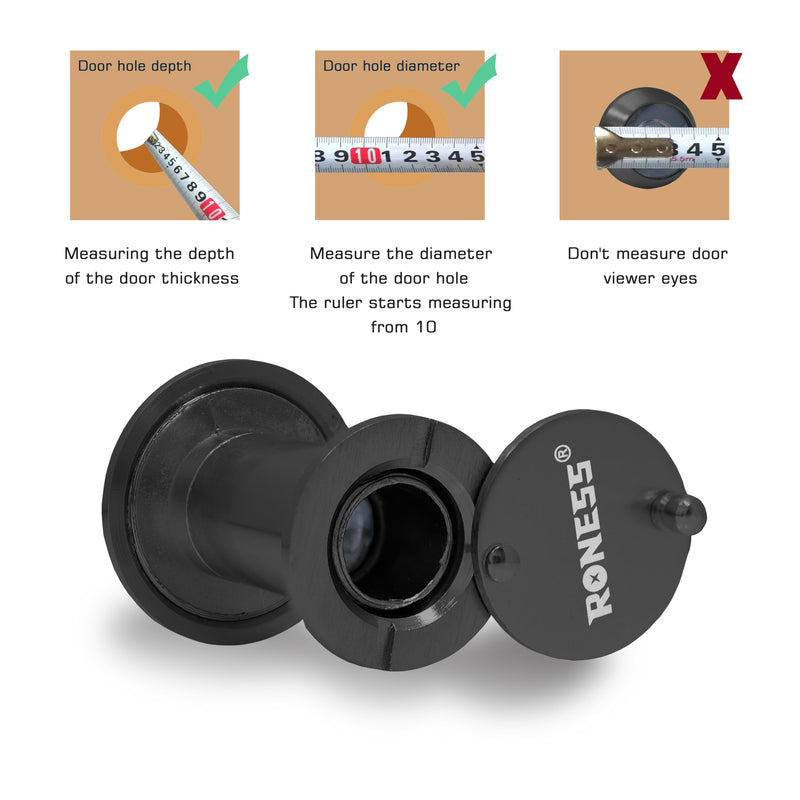 Door viewer, Peephole for Door, Door Peephole with Cover,Security Peephole with Rotating Cover, Wide Angel Peephole, Door viewer Adjustable for 1.38-2.17in with Drill bit (Black) 1.38-2.17inch Black