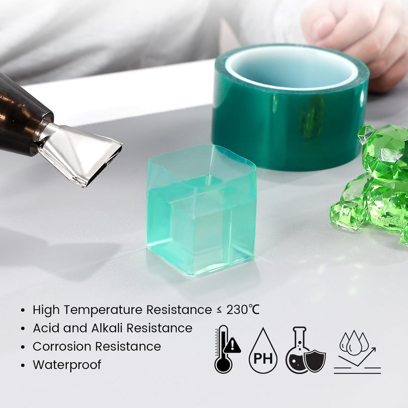 Resiners Resin Tape for Epoxy Resin Molding - 2IN W x 120FT L - Thermal Adhesive Tape, High Temperature Resistance, Easy Peel-Off, Release Resin Tape for River Tables, Remove Residue, Green 1 Roll (120FT)