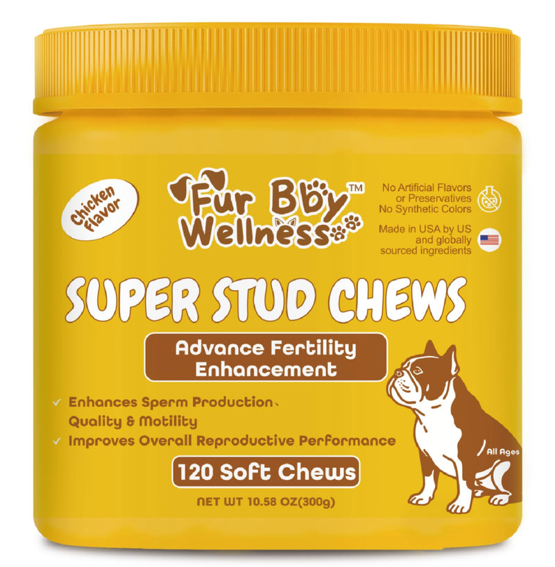 Reproductive Health Supplement for Dogs - Fertility & Breeding Support Soft Chews with L-Carnitine, Zinc, Ginseng & Vitamins - Boosts Reproductive Cells, Testosterone & Vitality - 120 Count