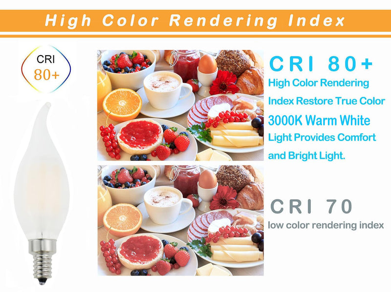 Frosted E12 Candelabra Bulb 60 Watt Dimmable,Flame Bent Tip Shape LED Chandelier Light Bulbs Soft White 3000k,6W B11 E12 LED Bulb for Ceiling Fan,Pendants,12 Pack E12-6w-3000k-frosted-12pack