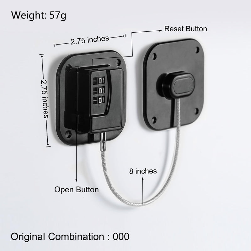Refrigerator Lock, Heavy Duty Fridge Lock, Combination Lock for Refrigerator Cabinets, Drawers, Safety Lock, Easy Install No Keys Needed (Black-2Pack) Black-2Pack