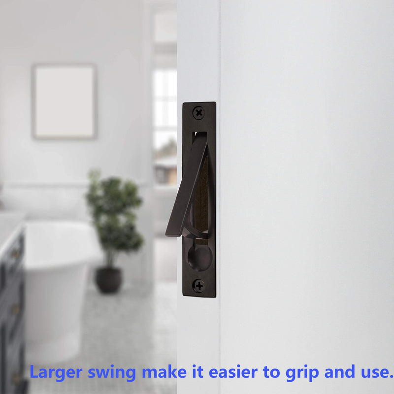 Dontay Keyed Pocket Door Lock with Pull Handle,Flush Mount Recessed Knob,2-3/8 inch Backset,Square Bed Bath Hardware Fit Sliding Barn Interior Door Thickness 1-3/8 to 2-3/16 inch(Matte Black,1) Matte Black