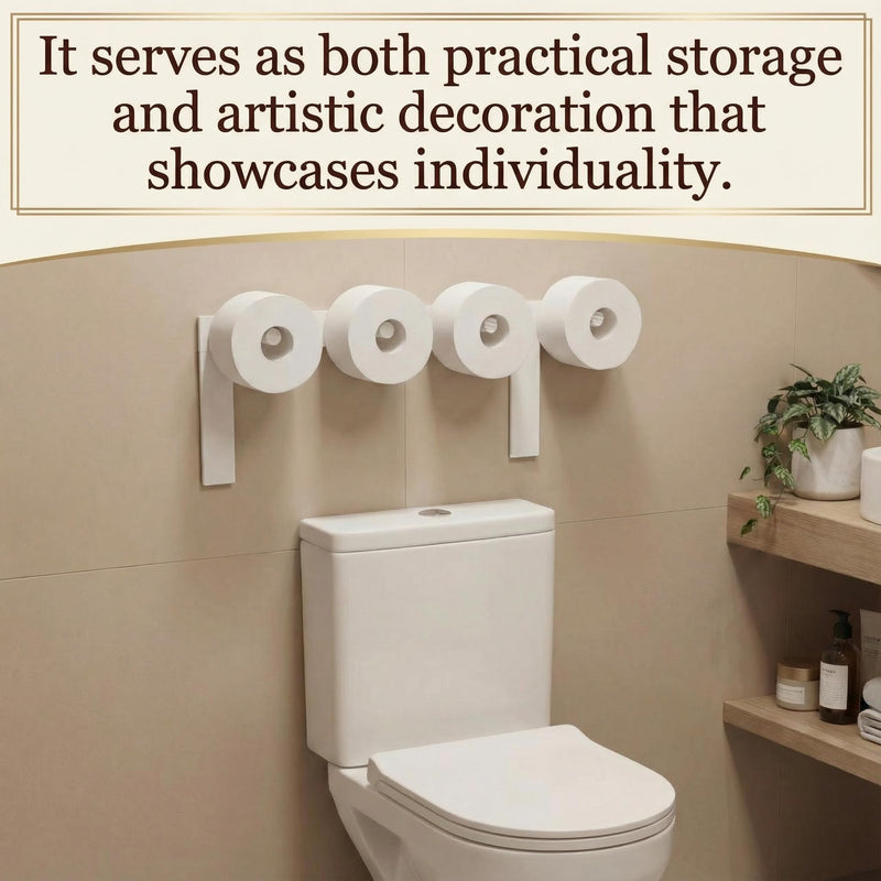 21 Inches Poop Wood Toilet Paper Holder Funny Poop Toilet Roll Stand Storage Shelf Cute Bathroom Space Saving Wall Mount Artistic Decor Functional Suitable for Various Sizes of Paper(White) White