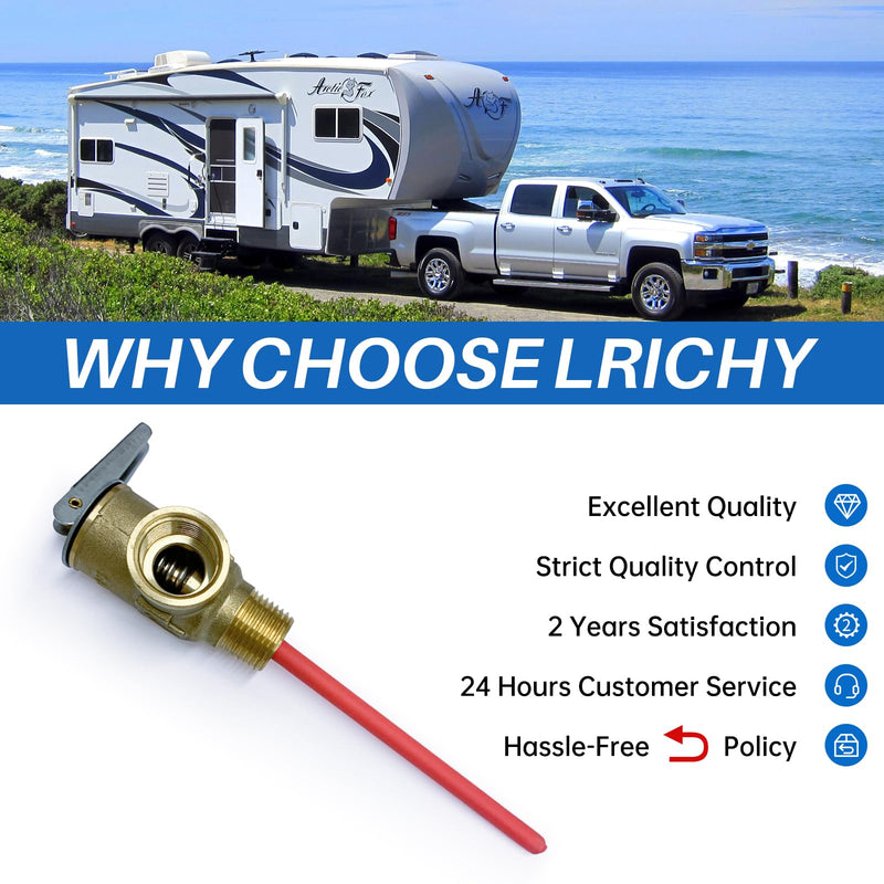 Upgrade 3/4" NPT Thread 210°F 150 PSI Temperature Pressure Relief Valve for Suburban RV Water Heaters, Thickened Brass Safety Valve for Hot Water Heaters and Tanks with Extended Probe 0.75 Inch