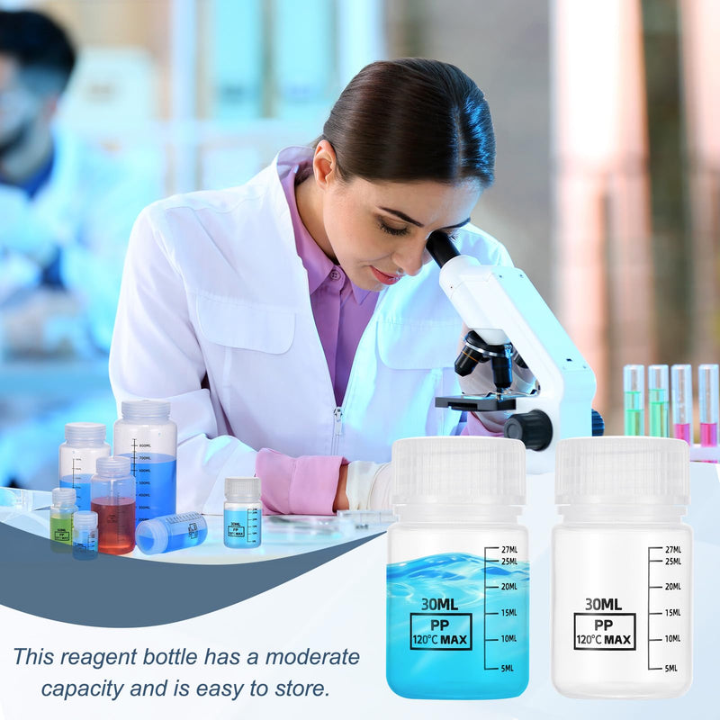 PATIKIL 20 Pcs Plastic Sample Bottles with Screw Cap, 4 oz 125ml Wide Mouth Reagent Bottle Transparent PP Sample Containers with Lid for Lab Water Reagent Sample Home Storage Seal, Clear