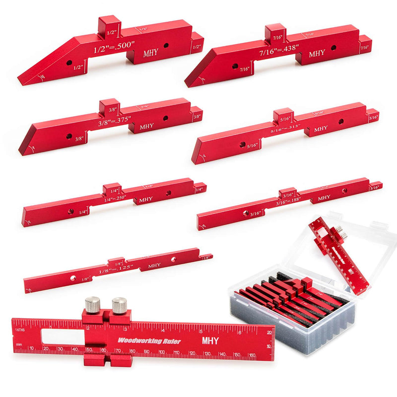 MHY 8PCS Heavy Precision Router Table Setup Blocks，Woodworking Height Depth Angle Gauge for Machine Tools and Table Saws
