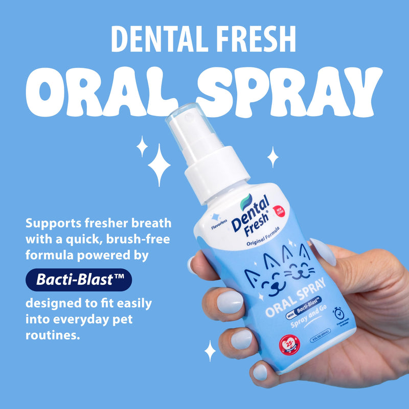 Dental Fresh – Oral Spray for Dogs and Cats – Daily Pet Dental Cleaning Spray to Support Healthy Teeth and Help Freshen Breath – 4 Fl Oz