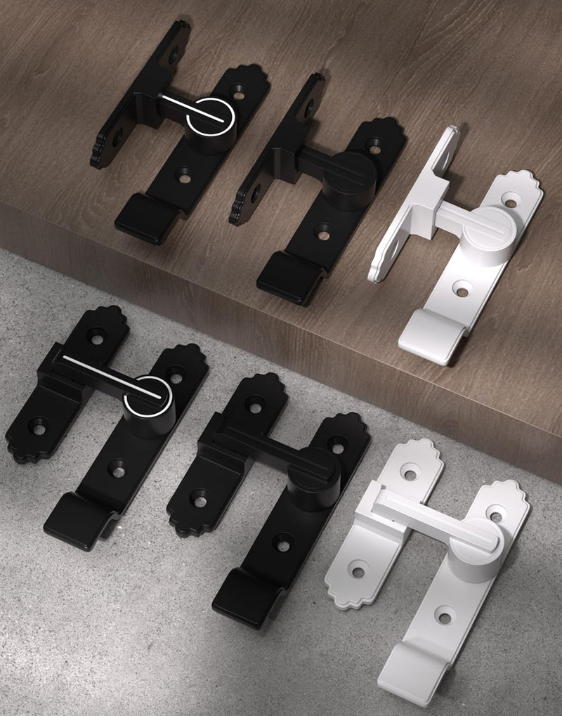 3 Packs 90 Degree Black Barn Door Locks and Latches,Flip Sliding Barn Door Latch with Handle,Heavy Door Latches,Door Security Latch Lock for Cabinets,Bathroom,Garden,Closet Door,Window,Garage 3