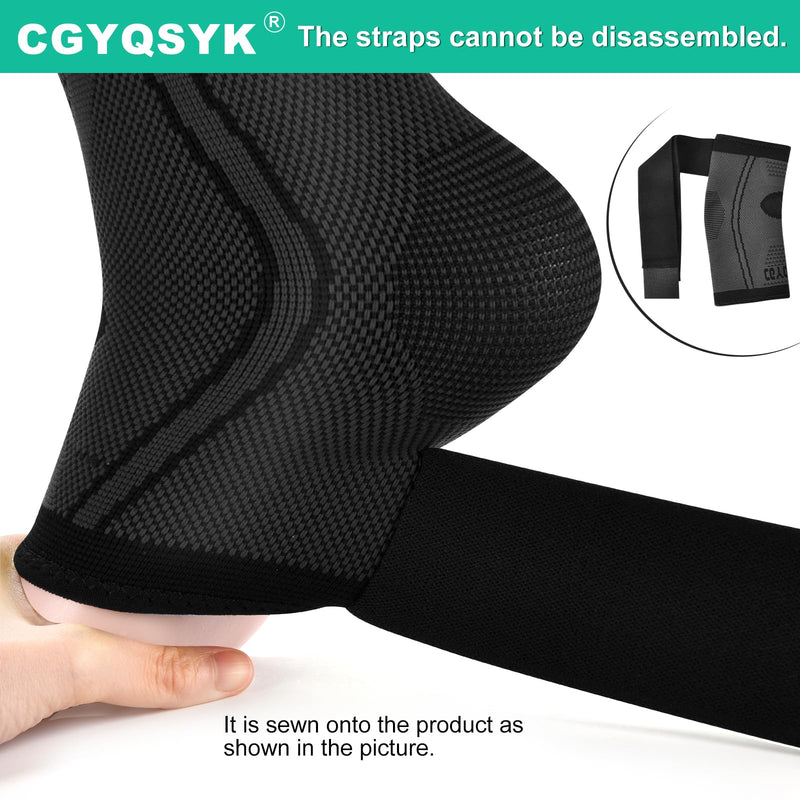 Ankle Brace, Ankle Support for Women & Men, Ankle Compression Sleeve Ankle Wrap w/Ankle Strap for Relief Sprained Ankle, Fasciitis, Achilles Tendon, Injured Foot, Recovery, Sport, Running (Large, Black, 1) Large