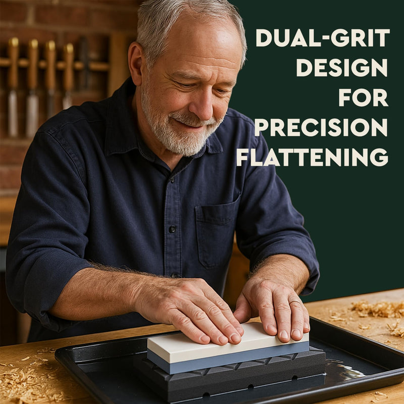 Sharp Pebble Large Flattening Stone- Dual Grit Coarse/Fine Sharpening Stones Flattener- Diamond Grooves Whetstone Fixer-Re Level Any Whetstones & Waterstones