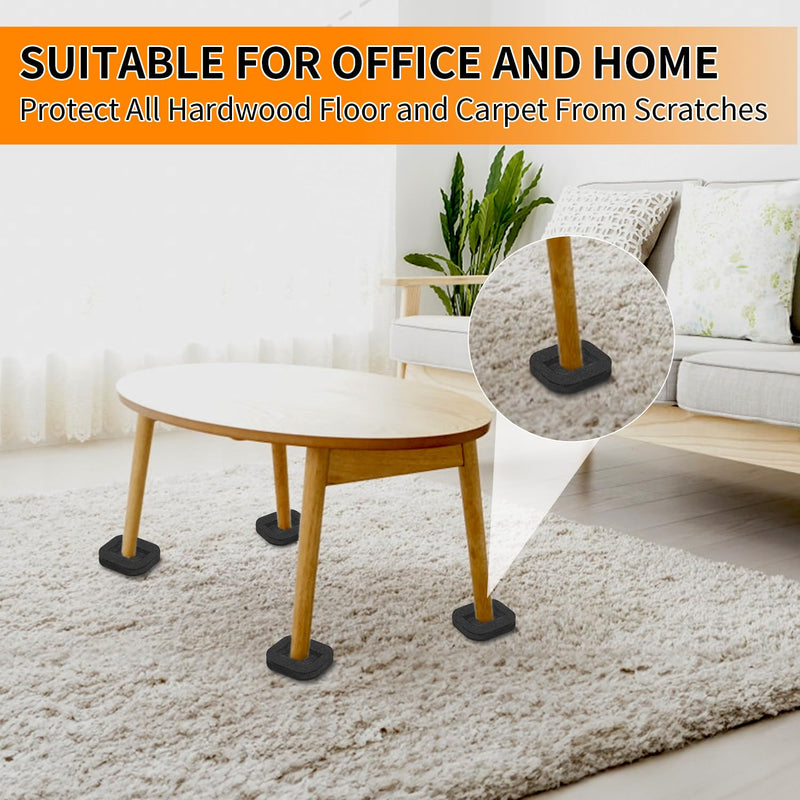 16 PCS Felt Furniture Coasters Caster Cups, Bed Office Chair Furniture Wheel Stoppers to Prevent Sliding, Felt Bottom Furniture Pads for Hardwood Floors, Prevent Scratches (Black, L: 2.1" * W:1.3") Black - S S: L:2.1" * W:1.3"