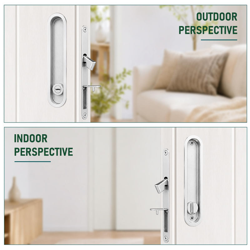 Pocket Door Lock with Edge Pull,Pocket Door Hardware,Polished Chrome