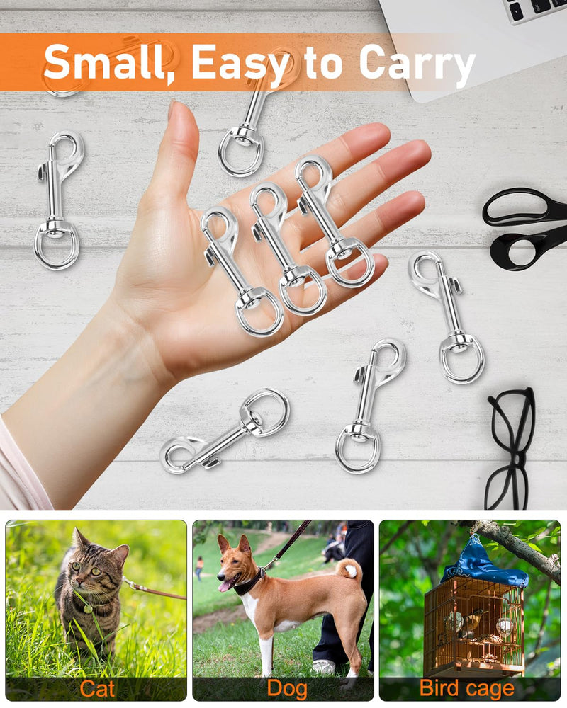 30 Pcs Swivel Snap Hooks for Dog Leash, Heavy Duty 2.75" Swivel Clip Clasp Single Ended Swivel Clip, Multipurpose Bolt Snap for Keychain Camera Strap Linking Pet Leash (Classic,0.57") Silver 2.75"