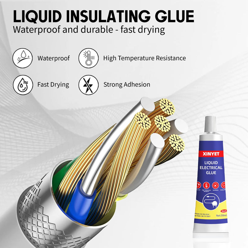 Liquid Electrical Tape,Liquid Insulating Waterproof Fast Fixed Dry Sealing Glue, Insulating Electrical Tape Glue, Fast Dry Liquid Electrical Tape for Wires & Cables, Marine (Black) Black