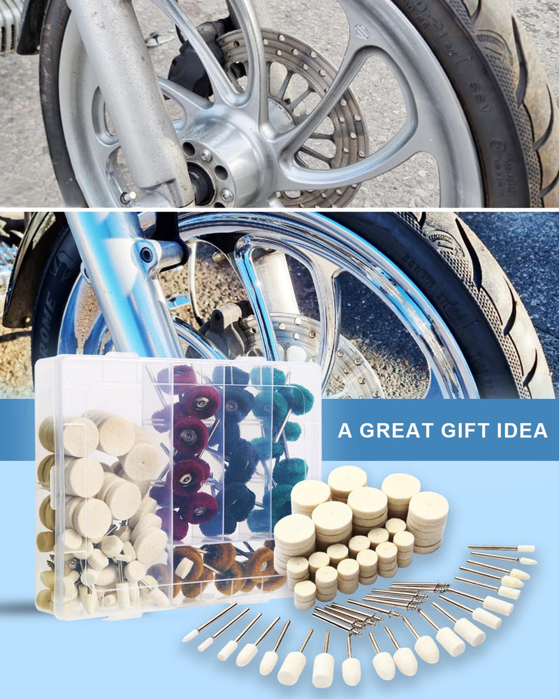 140 PCS Polishing Kit for Dremel, Abrasive Buffing Wheels Polishing Bits for Rotary Tool Accessories with 1/8 Inch Shank, Sanding Kit for Metal, Resin, Wood Watch, Jewelry, Aluminum and Brass with Box - NewNest Australia